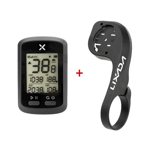 속도계 - Lixada 무선 GPS 자전거 속도계 + 거치대, 블랙, 1세트