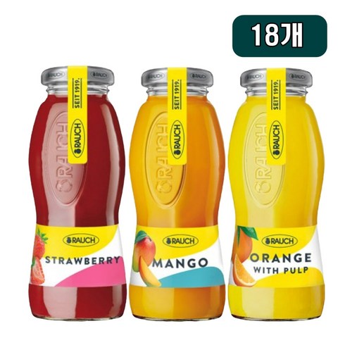 글렌모렌지넥타도르 - 라우치 오렌지 위드펄프 6개 + 망고 6개 + 스트로베리 6개 200ml 18개, 1세트