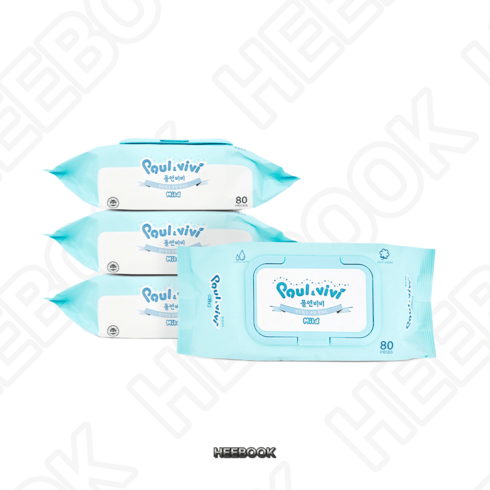 폴앤비비 물티슈 캡형 마일드 80매x10팩 저자극 물티슈 다용도 요양원, 10개, 80개
