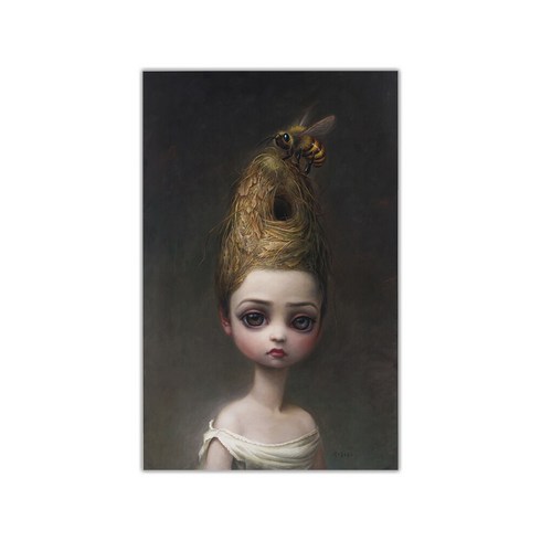 노 브랜드 Holover Modern Pop Art Mark Ryden & quot;Queen Bee quot; 캔버스 유화 유치한 amp; 이상한 포스터 틀이없는 벽 예술 미적 홈 장식, no frame