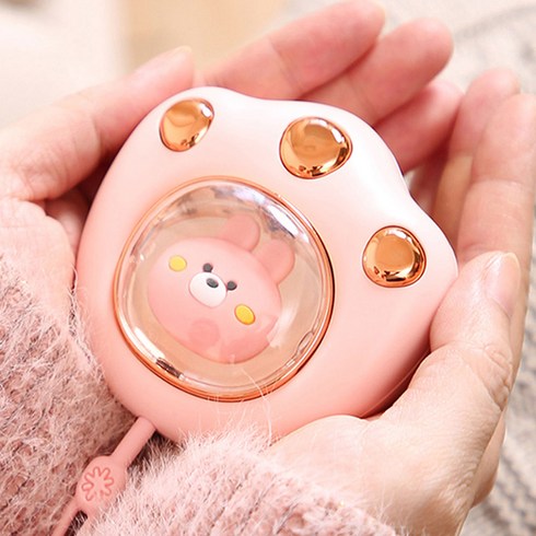 2023년 가성비 최고 주머니난로usb - 에코럭키 USB 충전식 손난로 C타입 KC인증 전자난로 휴대용 방한용품, 곰발바닥손난로-핑크, 1개