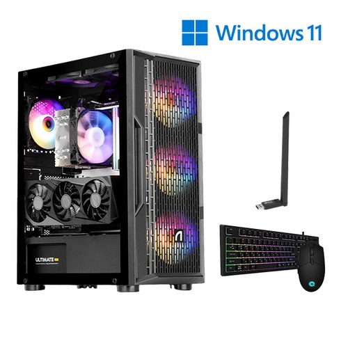 지티컴 인텔 i5 라이젠 7500F 5600 SSD 512GB RAM 16GB 키보드세트 풀패키지 게이밍 컴퓨터 조립 PC 본체 최신 고사양 롤 배그 디아블로 발로란트 오버워치, 1.윈도우11정품 5600+RX6600