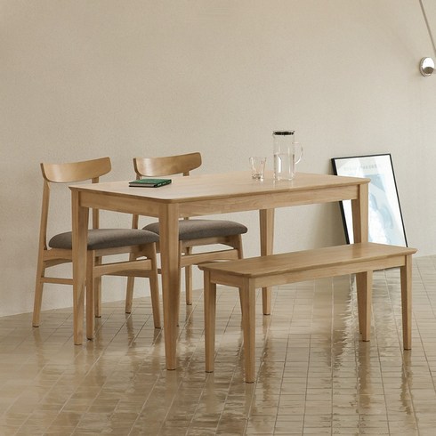 라미에스 디첸 원목 테이블 식탁 세트 4인용 월넛 내추럴, 4인 테이블 단품