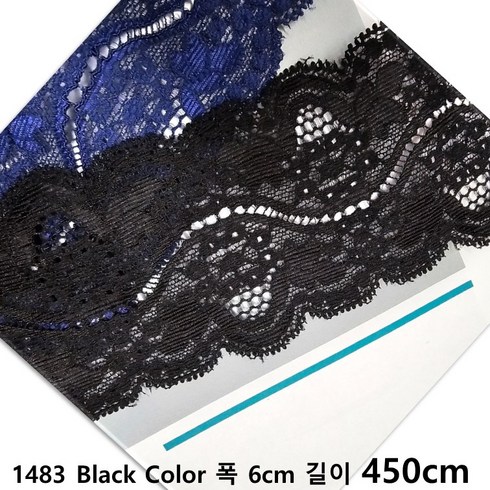 SLIMFIT 골드라벨  레이스 패키지 - DKLACE-1483 / 자가드 스판 레이스 (폭 6cm 길이 1yd / 3yd / 5yd / 10yd기준), 5개, 블랙