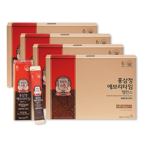 [웰꼼베베] 정관장 홍삼정 에브리타임 밸런스 4박스(10ml 80포) 80일분, 200ml, 4개