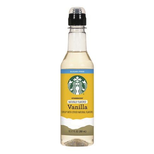 Starbucks Naturally Flavored Sugar-Free Vanilla Coffee Syrup 스타벅스 무설탕 커피 시럽 바닐라 12.17Fl.oz(360ml), 360ml, 1개