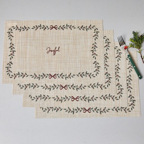 모던하우스 크리스마스 조이풀 식탁매트, 혼합색상, 43.5 x 28.5 cm, 4개