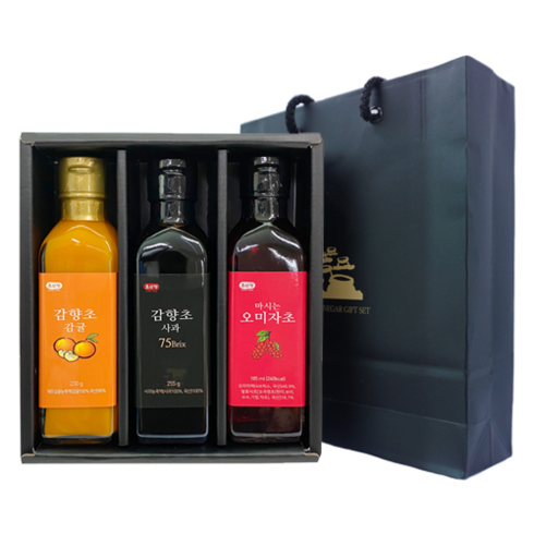 감향초감귤(230g)+감향초사과(255g)+마시는 오미자초(185ml) 미니선물세트 / 초산정 한상준 식초, 1개