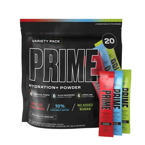 프라임 Prime Hydration + Electrolyte Powder Mix Sticks Variety Pack (20 pk.) 음료 드링크 파우더 미국배송비 무료 55500원, 20개, 9.91g