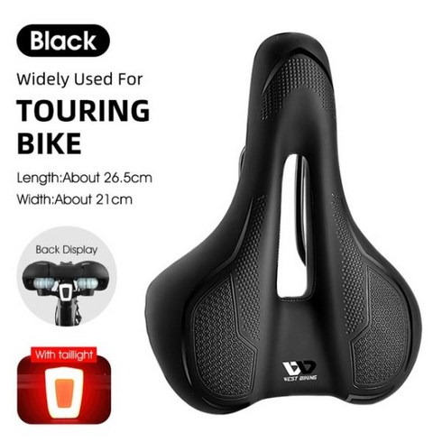 2023년 가성비 최고 스페셜라이즈드안장 - 스페셜라이즈드 미믹 안장 자전거 남성 여성 MTB 로드 충격 흡수 시트 미등, [03] B Black Tailight, 1개