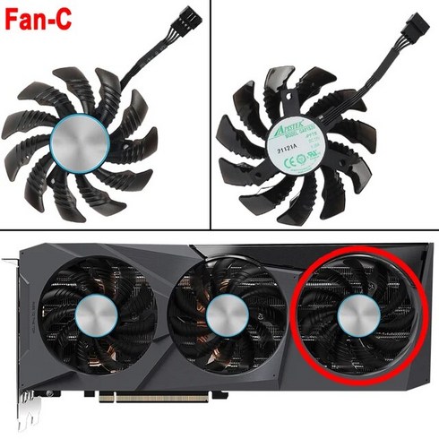비디오 카드 선풍기 호환 기가바이트 라데온 RX 6700XT 6600XT 6600 RTX 3070Ti 3070 이글 78MM PLD08010S12HH GPU 팬럭키 컬러 : 팬, Fan - C