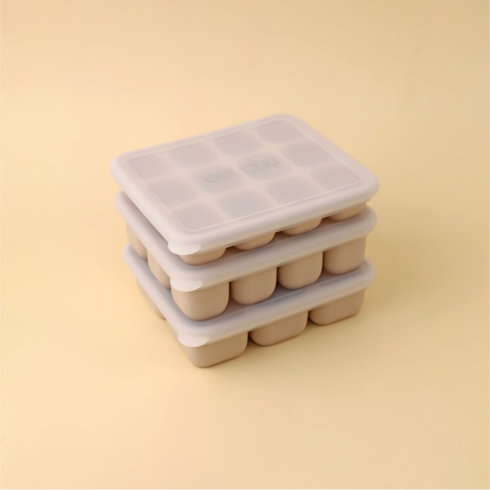 모니이유식큐브 - 모니 삼중 밀폐 실리콘 이유식 큐브 3종 세트 유아식기 이유식기 보관용기, 1세트, 밀크베이지 세트 (15ml+30ml+60ml), 105ml