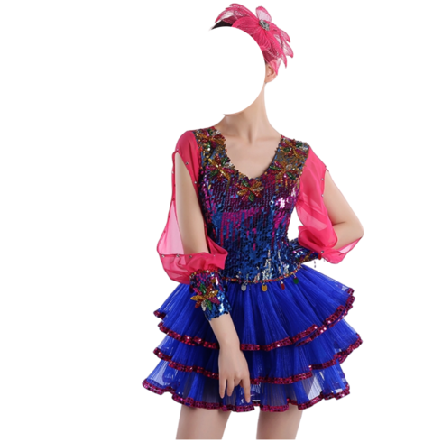 장구난타공연복 방송댄스 여성 댄스복 상의 공연복 현대 무용 의상 스퀘어 댄스