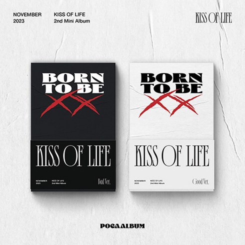 [포카앨범] [KISS OF LIFE] 키스오브라이프 미니 2집 2종 세트 Born to be XX / 포토스탠드패키지2+QR카드2+포토카드2+스티커2+디지털콘텐츠2+유저가이드2