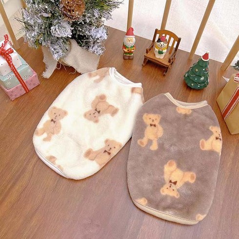 2023년 가성비 최고 강아지실내복 - 펫먼트 강아지 고양이 곰돌이 조끼 실내복 올인원 조끼, 화이트 (조끼)