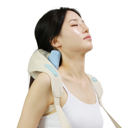 휴힐스 넥앤숄더 무선 목 어깨 마사지기 안마기, 파스텔블루