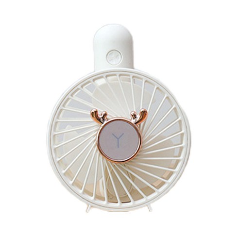 휴대용 USB 소형 선풍기 핸드헬드 개인 선풍기 에어쿨러 귀여운 사슴 여행용 피크닉용 사무실용 통근용 소형 냉각팬, 하얀색