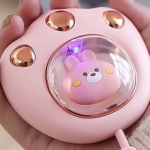 2023년 가성비 최고 포켓라인손난로 - 에코럭키 고양이손난로 USB C타입 충전식 휴대용 포켓 주머니난로 온도조절 급속발열 KC인증제품, 고양이손난로-핑크