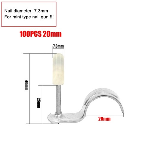 타정기 - 타정기 타정총 에어 타카 미니 스틸 네일 건 수동 리벳 건 직경 7.3mm 벽 화재, 100개 20mm