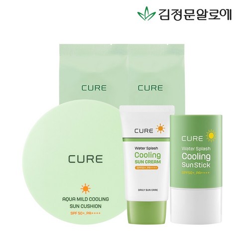 김정문선쿠션 - 김정문알로에 큐어 쿨링선스틱+쿨링선크림+선쿠션본품+리필2개, 단품