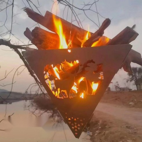 까마느 캠핑 불멍 삼각형 모닥불 피크닉 미니 화로 화로대 화롯대 스틸 스테인레스, 1개