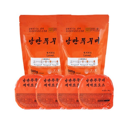 낭만쭈꾸미 - 낭만쭈꾸미 양념 쭈꾸미볶음 500g2개+찍쏘4개 캠핑 저칼로리 집들이 밀키트 음식 요리, 10단계(청양고추), 1세트