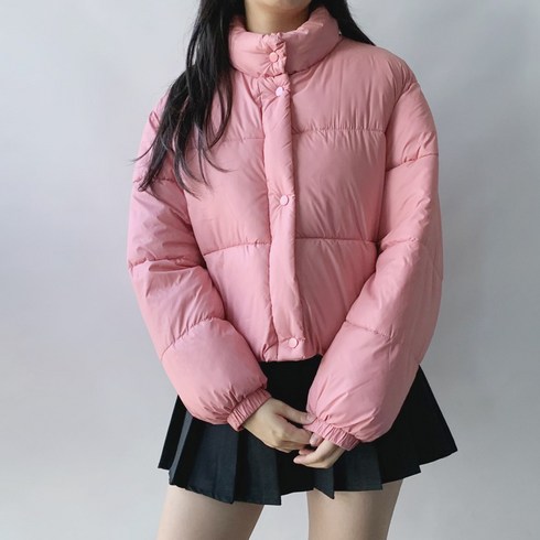 2023년 가성비 최고 하이넥점퍼 - [아방핏] 크림슈가 파스텔 스트링 오버핏 크롭 숏패딩 / 겨울 도톰 긴팔 하이넥 점퍼 밑단 쪼임 귀여운 러블리 루즈핏 자켓 무지 심플