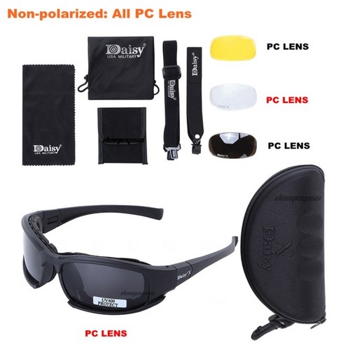 2023년 가성비 최고 daisy고글 - 탑건 남성 선글라스 데이지 변색 편광 군대 전환 군용 고글 4 렌즈 키트 전쟁 게임