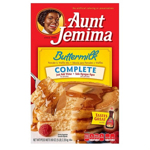 Aunt Jemima 앤트 제미마 팬케이크 와플 믹스 2.3kg 2팩 버터밀크 Pancake & Waffle Mix Buttermilk Complete 50 Serving Box, 1개, 1g