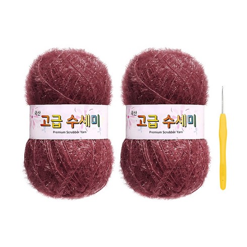 울클럽 별꽃수세미 DIY 고급수세미실 80g 2볼 (총 160g) + 코바늘 6호 (동영상제공), 183로즈브릭