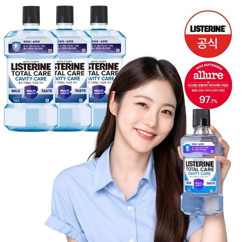 [NEW충치케어] 리스테린 토탈케어 캐비티케어 마일드 구강청결제, 3개, 750ml