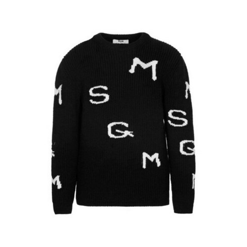 바이스트 [MSGM] 22FW 키즈 로고 프린트 골지 니트 블랙 MS029251 110