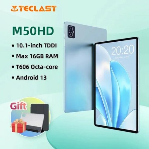 Teclast M50HD 안드로이드 13 태블릿 PC 초경량 8GB + RAM T606 8 코어 듀얼 4G LTE 10.1 인치 완전 라, 한개옵션1, 01 Teclast M50HD