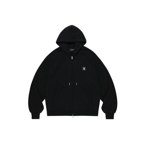 WOOALONG Signature hood zip-up - BLACK