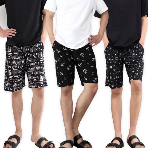 2023년 가성비 최고 냉장고 바지 잠옷 - (3장) 남성 냉장고바지 까실이 5부 여름 잠옷 남자 파자마 바지 작업복 일바지 몸빼 하의 1+1+1