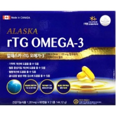 2023년 가성비 최고 알티지알래스카오메가3 - 알래스카 알티지 오메가3 1201mg 120캡슐 rTG OMEGA-3 고함량 캐나다, 1개, 120정