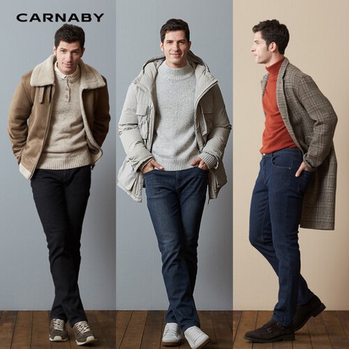 [CARNABY 캐너비]19 WINTER 남성 울 블렌딩 라이크라 본딩 데님 팬츠 3종 (남) with 알베르토 몬디