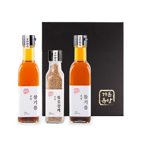 우리동네 방앗간 국산 참기름 선물세트 (참기름200ml + 들기름200ml + 볶음참깨 60g), 국내산 참+들기름200g+참깨60g 세트