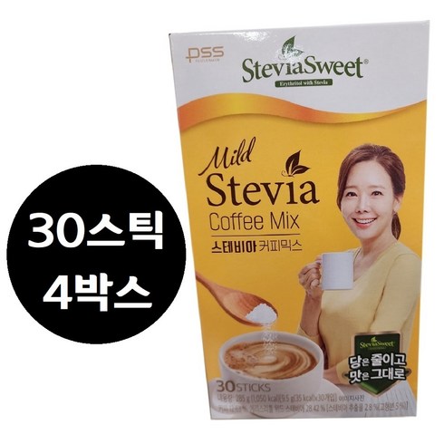 소유진 커피믹스(총180포 - 마일드 스테비아 커피믹스 30스틱 4박스 소유진 커피, 285g, 30개입, 4개