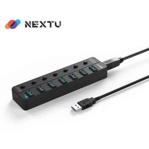 이지넷 NEXT-807U3-10G USB허브 (USB3.2 7포트 무전원), 1개