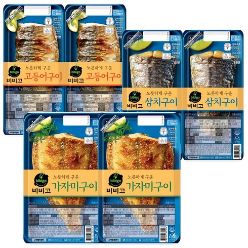 비비고생선구이 - CJ 비비고 고등어구이 60g + 삼치구이 60g + 가자미구이 70g [각 2개씩], 1, 세트, 1개