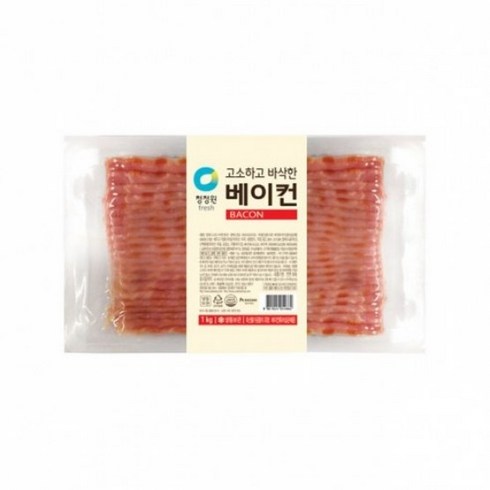 베이컨 - 청정원 고소하고 바삭한 베이컨, 1kg, 1개