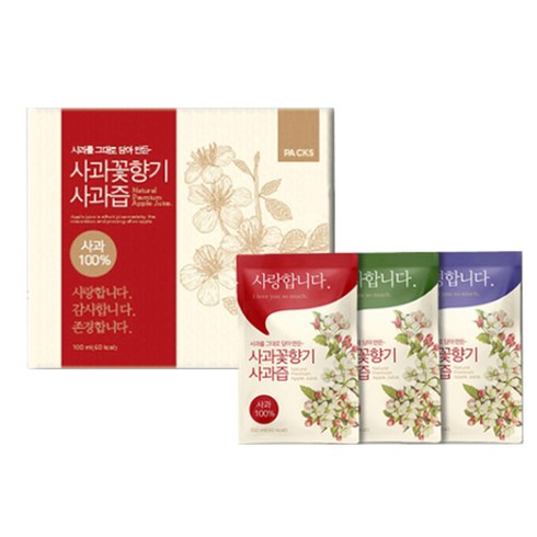 청송 사과꽃향기 사과즙 100ml 100팩, 100개