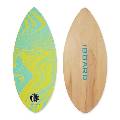 스킴보드 - IBOARD 91.4cm(36인치) 스키퍼 스킴보드 고광택 코트 목재 스킴보드 초보자 청소년 및 성인 해변 스킴보드 3가지 색상 트랙션 패드 가능(옐로우)