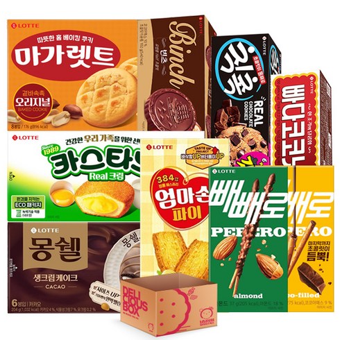 2024년 가성비 최고 2만원대선물 - [냠냠상회] 몽쉘+칙촉+엄마손파이+카스타드+마가렛트+빠다코코낫+아몬드빼빼로+초코필드빼빼로+빈츠 9종구성 롯데 간식 과자세트, 1세트