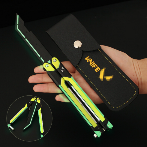 발로란트 RGX 11z Pro 2.0 야광 발리송 버터플라이 나이프 25cm, RGX 11z 2.0 야광 그린 + 진열대+가죽커버