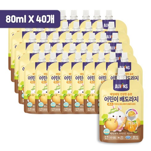 엘빈즈 매일 매일 건강한 습관 어린이 주스 80ml, 혼합맛(배/도라지), 40개