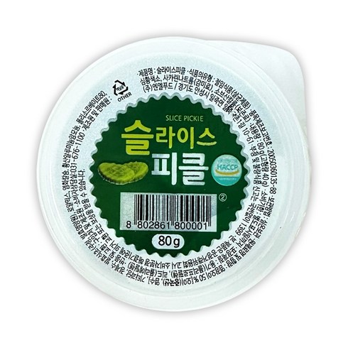 [제이케이푸드] 슬라이스 일회용 피클 80g 업소용 오이피클 피자 핫도그, 1개