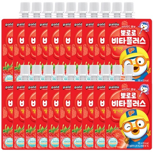 팔도 뽀로로 비타플러스 음료, 딸기맛, 100ml, 20개