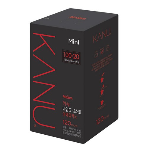 맥심 카누 마일드 미니100T+20T, 0.9g, 120개입, 1개